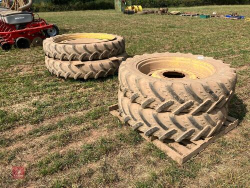 SET OF 4 JD ROW CROP WHEELS AND TYRES