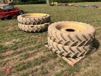 SET OF 4 JD ROW CROP WHEELS AND TYRES