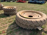 SET OF 4 JD ROW CROP WHEELS AND TYRES - 8