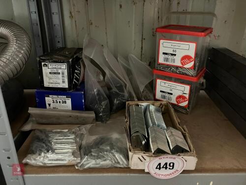 ASSORTED FIXINGS, NAILS, BRACKETS ETC