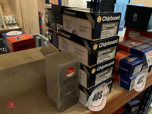 5 BOXES OF CHIPBOARD SCREWS