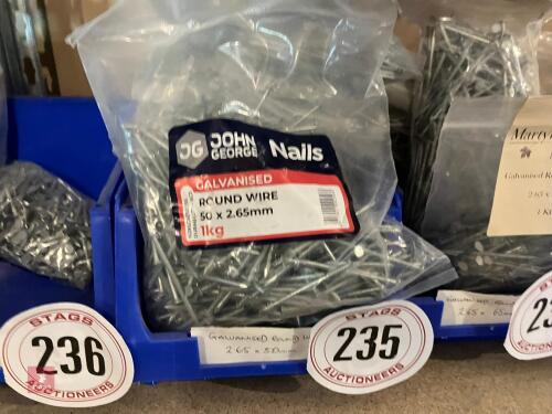 10 X 1KG BAGS OF 50 X 2.65MM NAILS