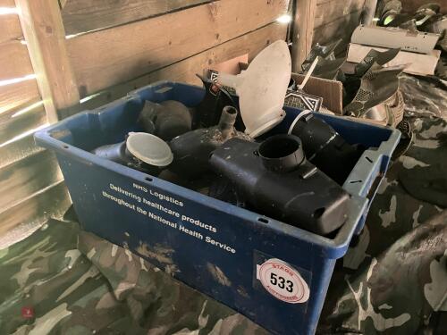 2 PAINTBALL HELMETS & QTY OF HOPPERS