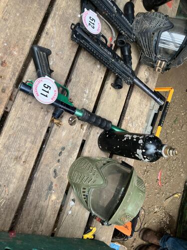 EARLY PAINTBALL GUN, MASK & CO2 CANISTER