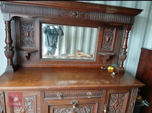 OAK MIRROR BACK DINING ROOM DRESSER