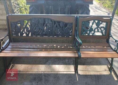 CAST IRON GARDEN BENCH AND CHAIR