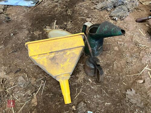 OIL CAN, 2 FUNNELS & JUG