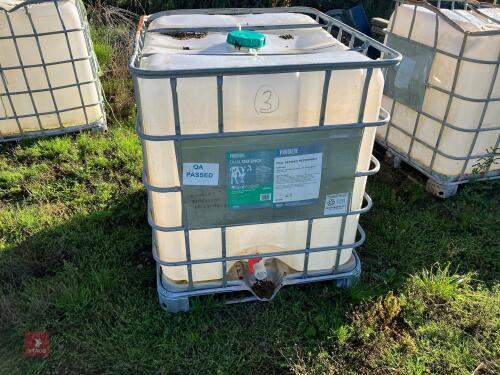 1,000 LITRE IBC CONTAINER (3) **PLEASE NOTE THE CHANGE OF LOCATION**