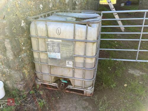 1,000 LITRE IBC CONTAINER (1) **PLEASE NOTE THE CHANGE OF LOCATION**