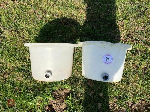 2 HOOK-OVER CALF MILK FEEDERS (24)