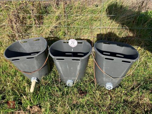 3 CALF BUCKET FEEDERS (23)