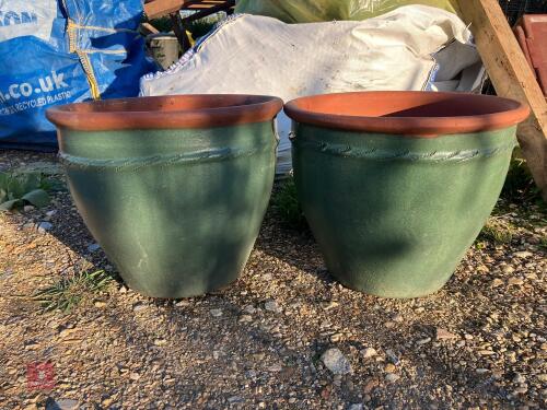 PAIR OF PAINTED PLANT POTS