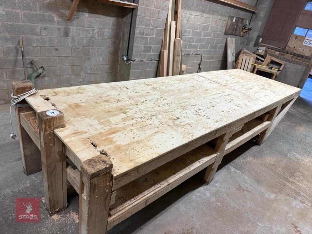 4.1M X 1.25M WOODEN WORKBENCH