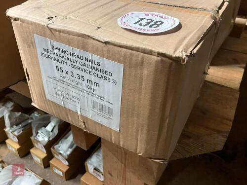 10KG OF 65 X 3.35MM SPRING HEAD NAILS
