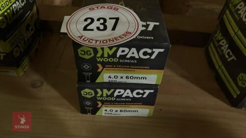 2 BOXES OF 4 X 60MM WOOD SCREWS