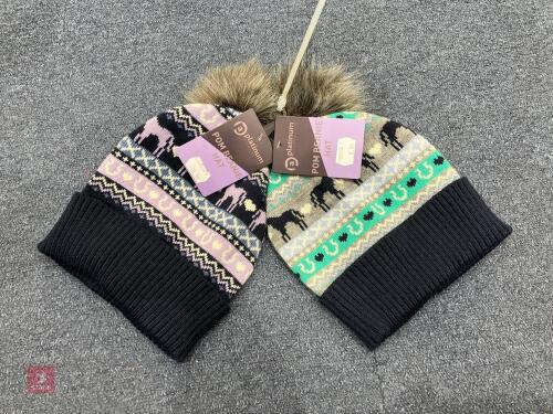2 PLATNIUM POM BEANIE HATS