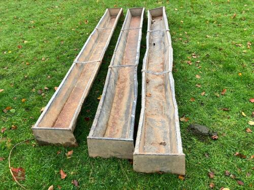 3 GALVANISED 9' GROUND FEED TROUGHS