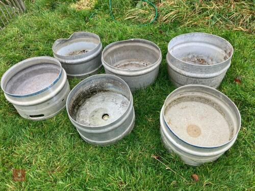 6 CONVERTED BEER BARREL FEED TUBS