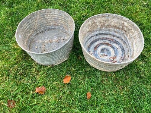 2 GALVANISED TIN FEED TUBS