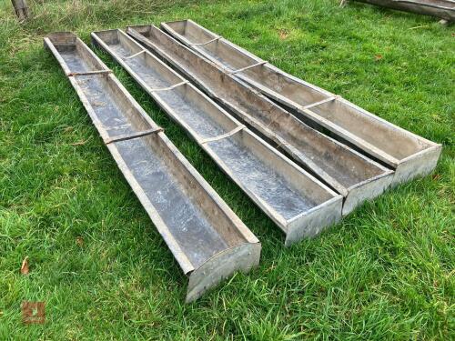 4 GALVANISED 9' GROUND FEED TROUGHS