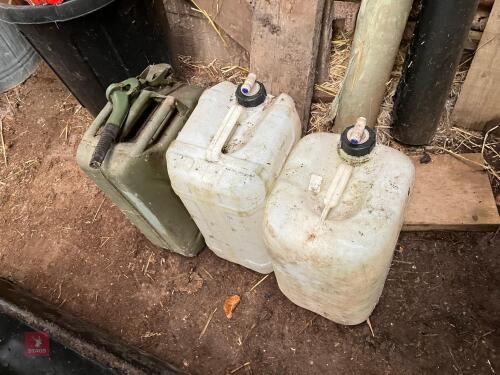 20L JERRY CAN AND 2 PLASTIC CONTAINERS