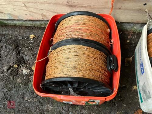 2 REELS OF PLASTIC ELECTRIC FENCE WIRE