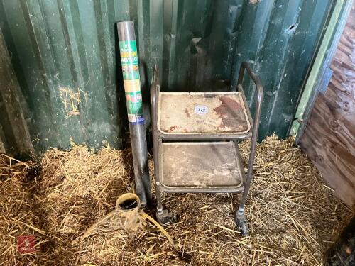 TROLLEY, CHRISTMAS TREE STAND & FABRIC