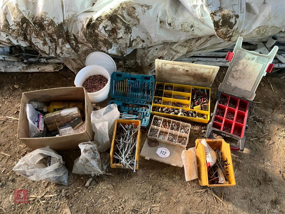 QTY OF DRILL BITS, SCREWS, NAILS, ETC