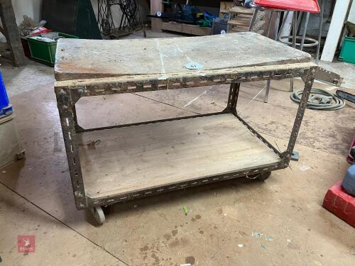 TABLE ON WHEELS AND FILING CABINET (47)