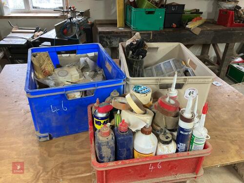 JOB LOT OF HANDLES, FIXINGS, OILS ETC 46