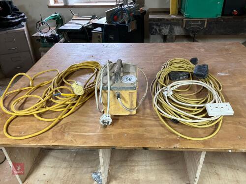 110V TRANSFORMER AND CABLES (50)