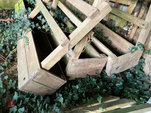 5 WOODEN SHEEP TROUGHS