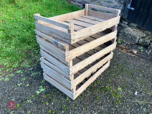 5 WOODEN APPLE TRAYS