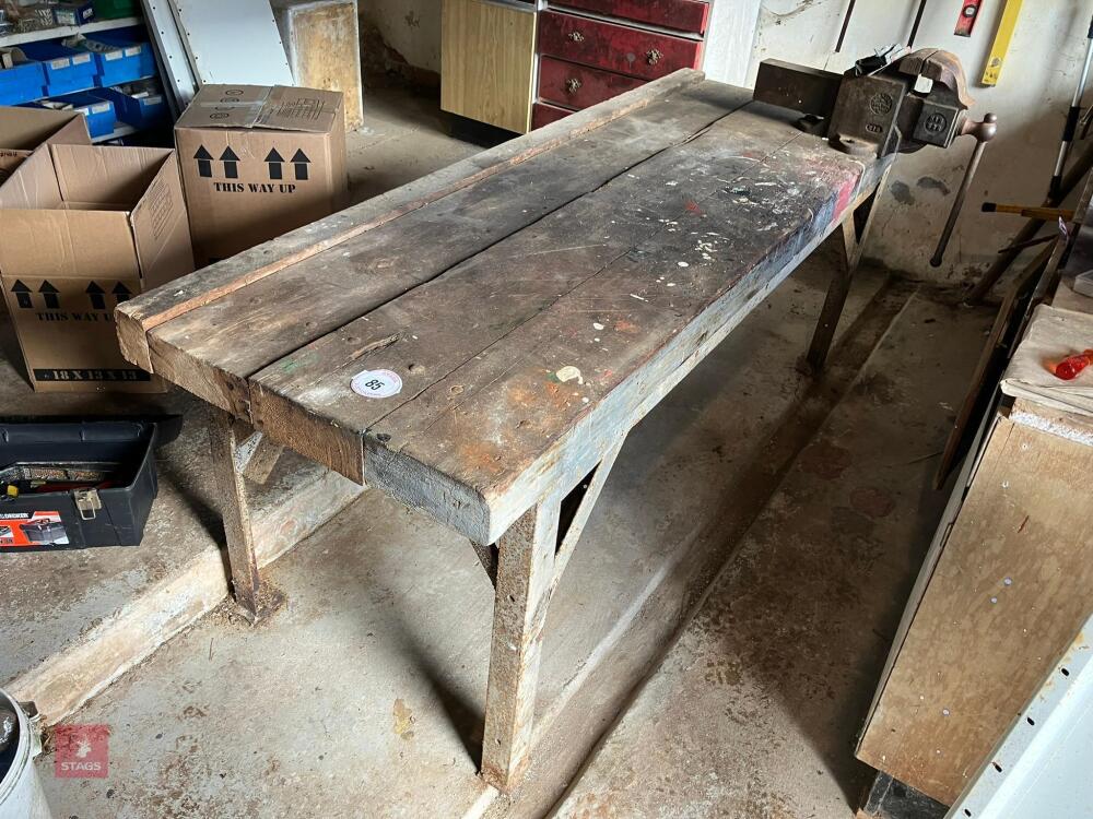 METAL FRAMED WORKBENCH AND VICE