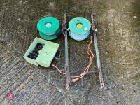 2 X METAL FENCE POSTS AND REELS