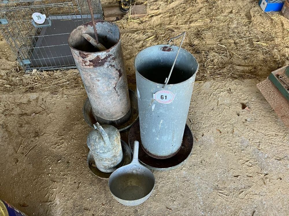 4 X GALVANISED POULTRY FEEDERS