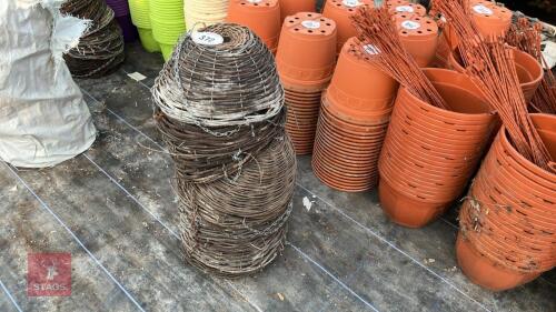 12 X 34CM WICKER HANGING BASKETS