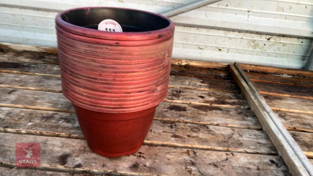 18 PLASTIC PAINTED RED POTS