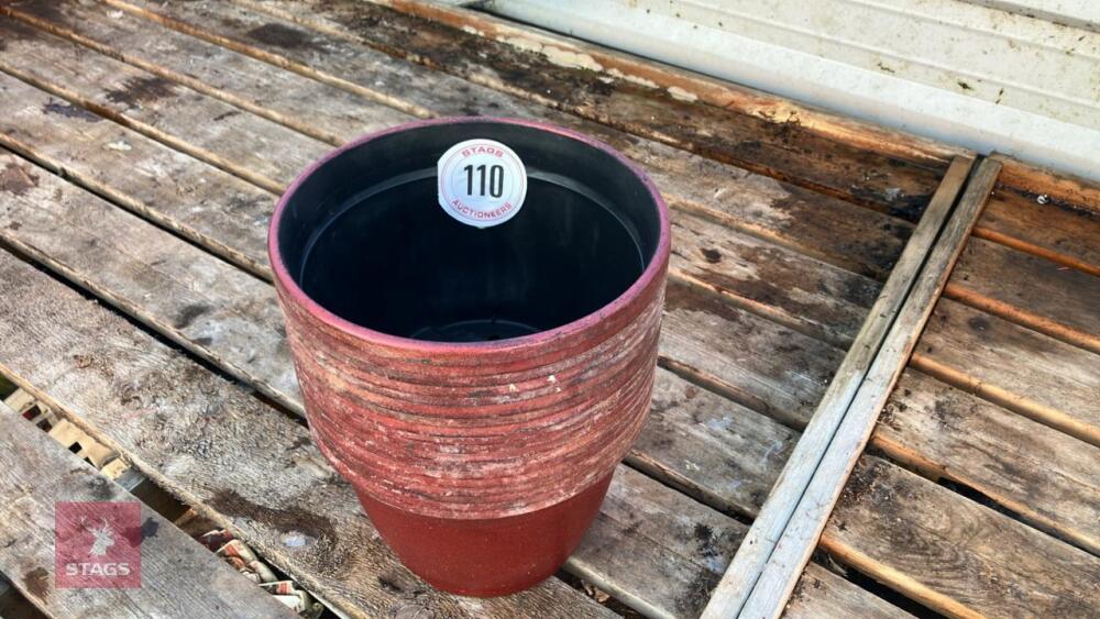 19 PLASTIC PAINTED RED POTS
