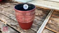 19 PLASTIC PAINTED RED POTS - 2