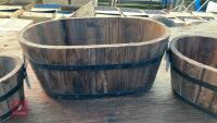 3 MIXED SIZE WOODEN PLANTERS - 4