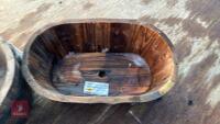 3 MIXED SIZE WOODEN PLANTERS - 7