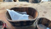 3 MIXED SIZE WOODEN PLANTERS - 3