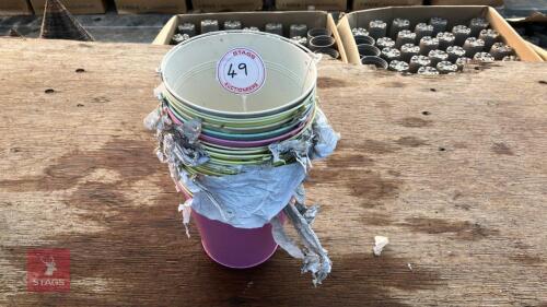 18 ZINC MIXED COLOUR BUCKET PLANTERS
