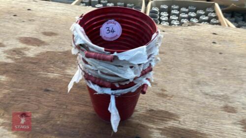 9 ZINC RIBBED RED BUCKET PLANTERS