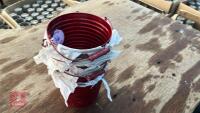 9 ZINC RIBBED RED BUCKET PLANTERS - 3