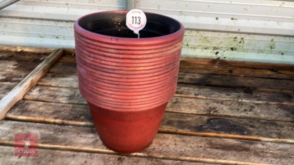 19 PLASTIC PAINTED RED POTS