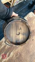 5 SMALL WOODEN BARREL PLANTERS - 6