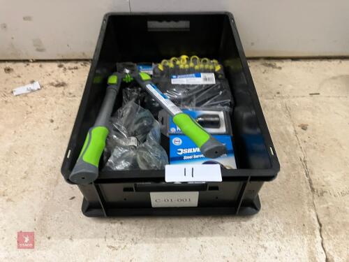 CRATE OF ASSORTED WORKSHOP SUNDRIES (11)