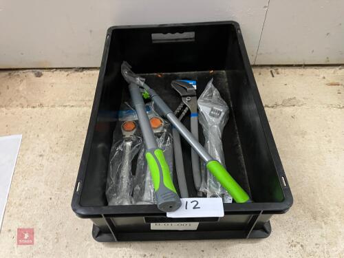 CRATE OF ASSORTED WORKSHOP SUNDRIES (12)